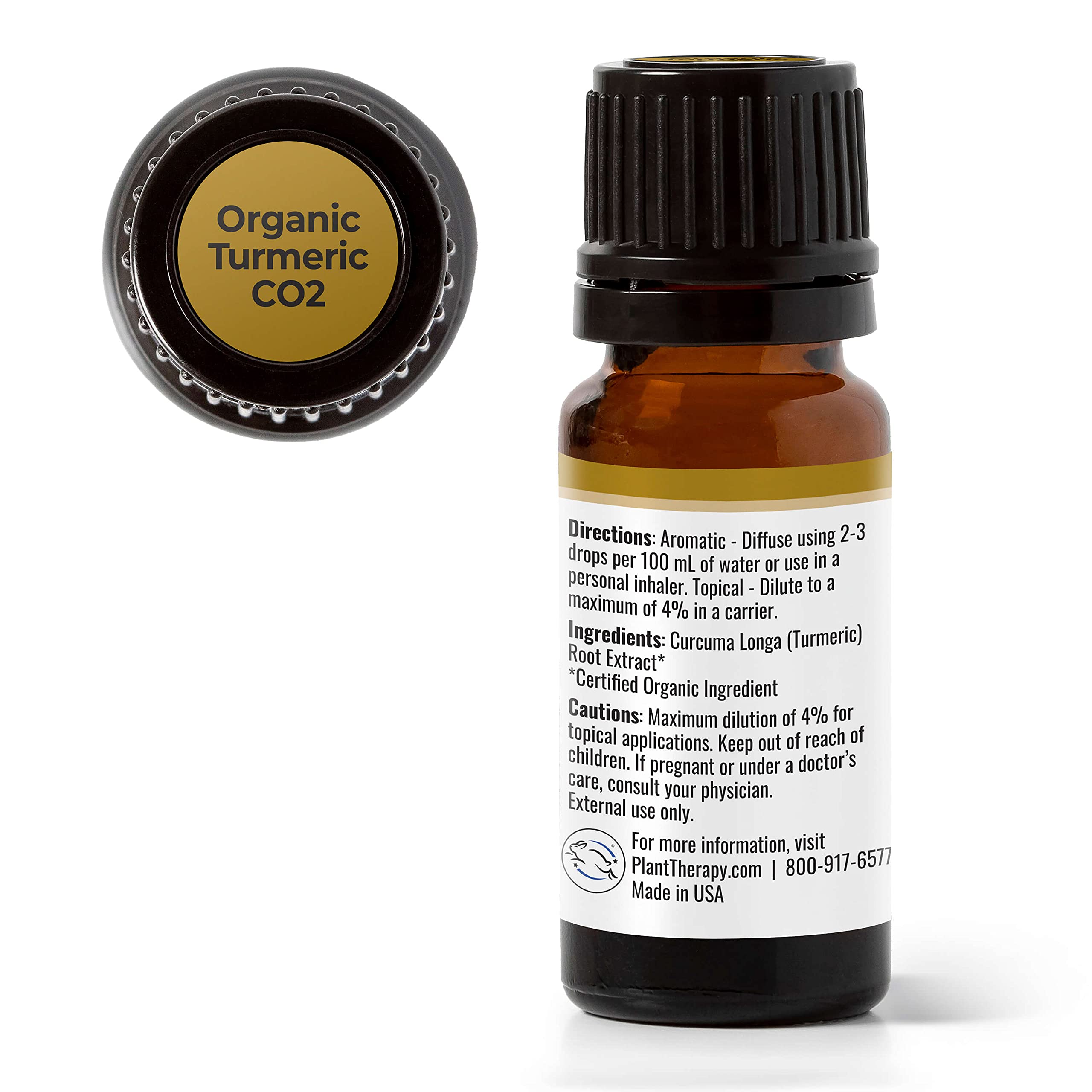 Plant Therapy USDA Certified Organic Turmeric CO2 Essential Oil 10 mL (1/3 oz) 100% Pure, Undiluted, Therapeutic Grade