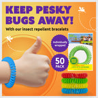 Superband Mosquito Repellent Bracelets for Adults & Kids - Pack of 50 - Long Lasting, Natural Bug and Insect Repellent Bracelet