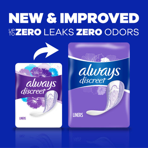 Always Discreet Adult Incontinence & Postpartum Liners for Women, Size 2, Very Light Absorbency, Long Length, 111 Count x 2 Pack