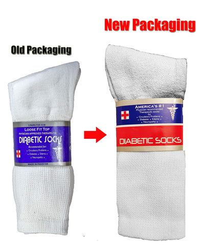 LM 12 Pairs Diabetic Crew Socks Unisex 9-11, 10-13, 13-15 Black Grey White (13-15, White)