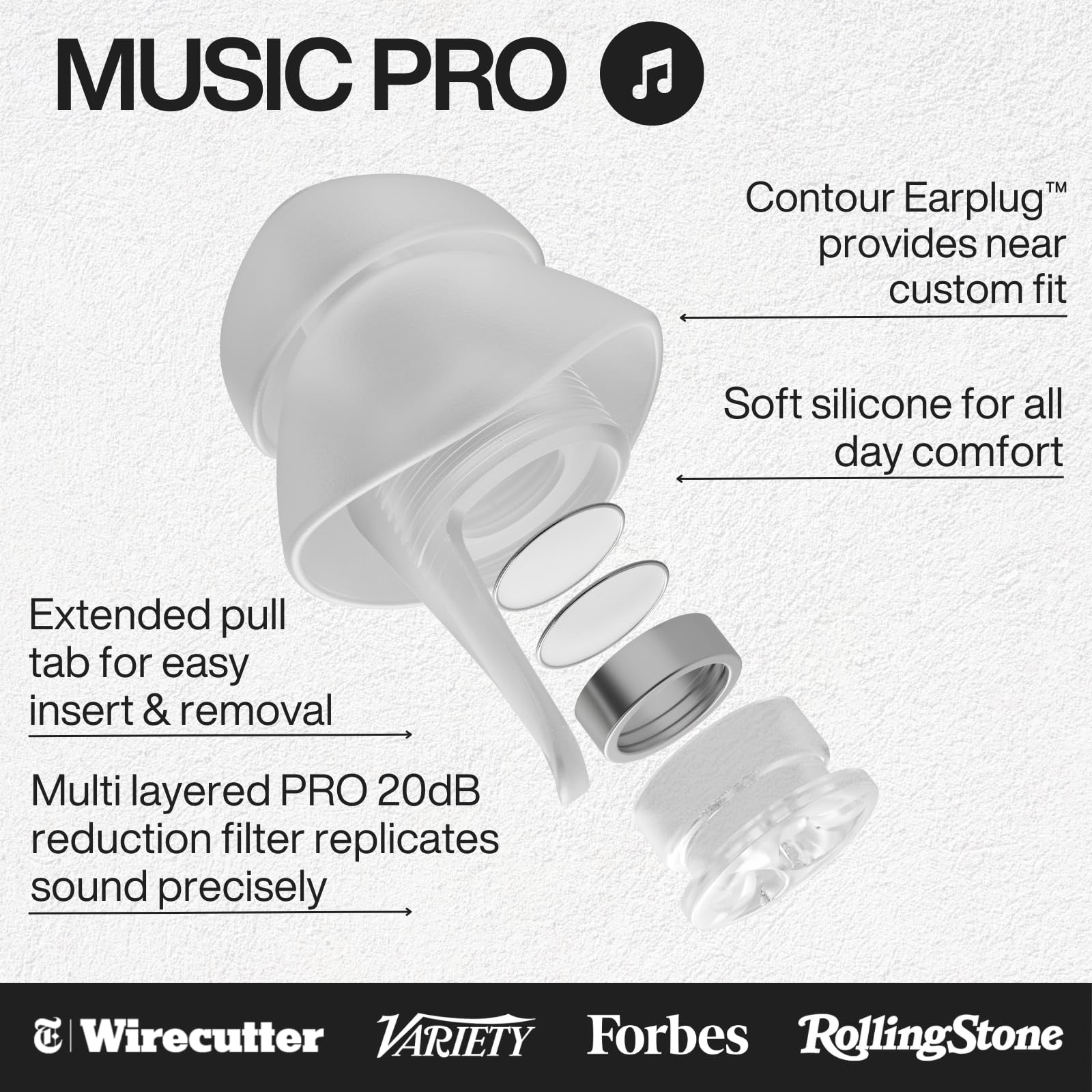 EARPEACE Music PRO - Concert Ear Plugs - Earplugs for Noise Reduction up to 20dB - High Fidelity Ear Plugs for Concerts, Musicia