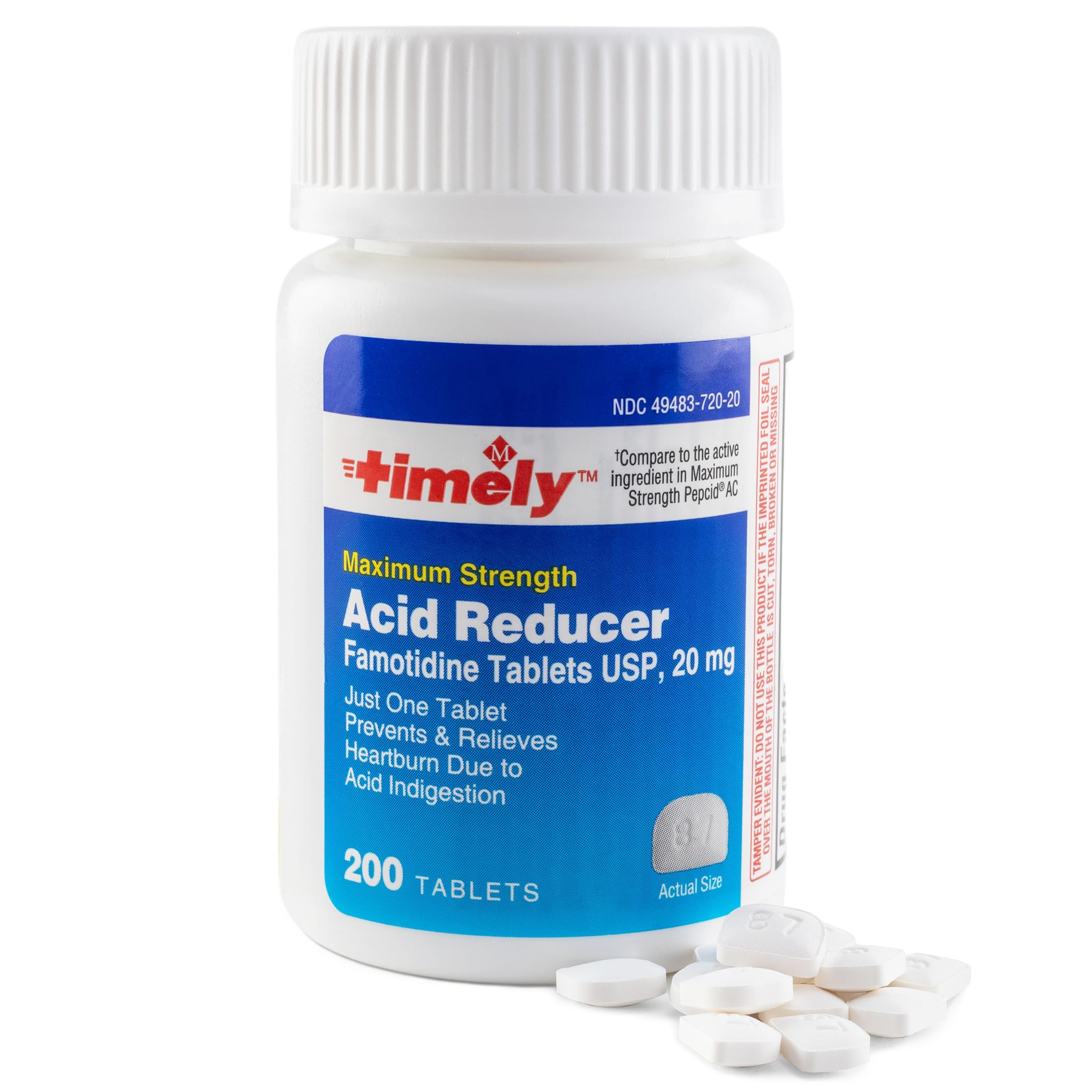 Timely Acid Reducer Famotidine 20mg - Compare to the active ingredient in Maximum Strength Pepcid AC - Acid Reflux Medicine for 