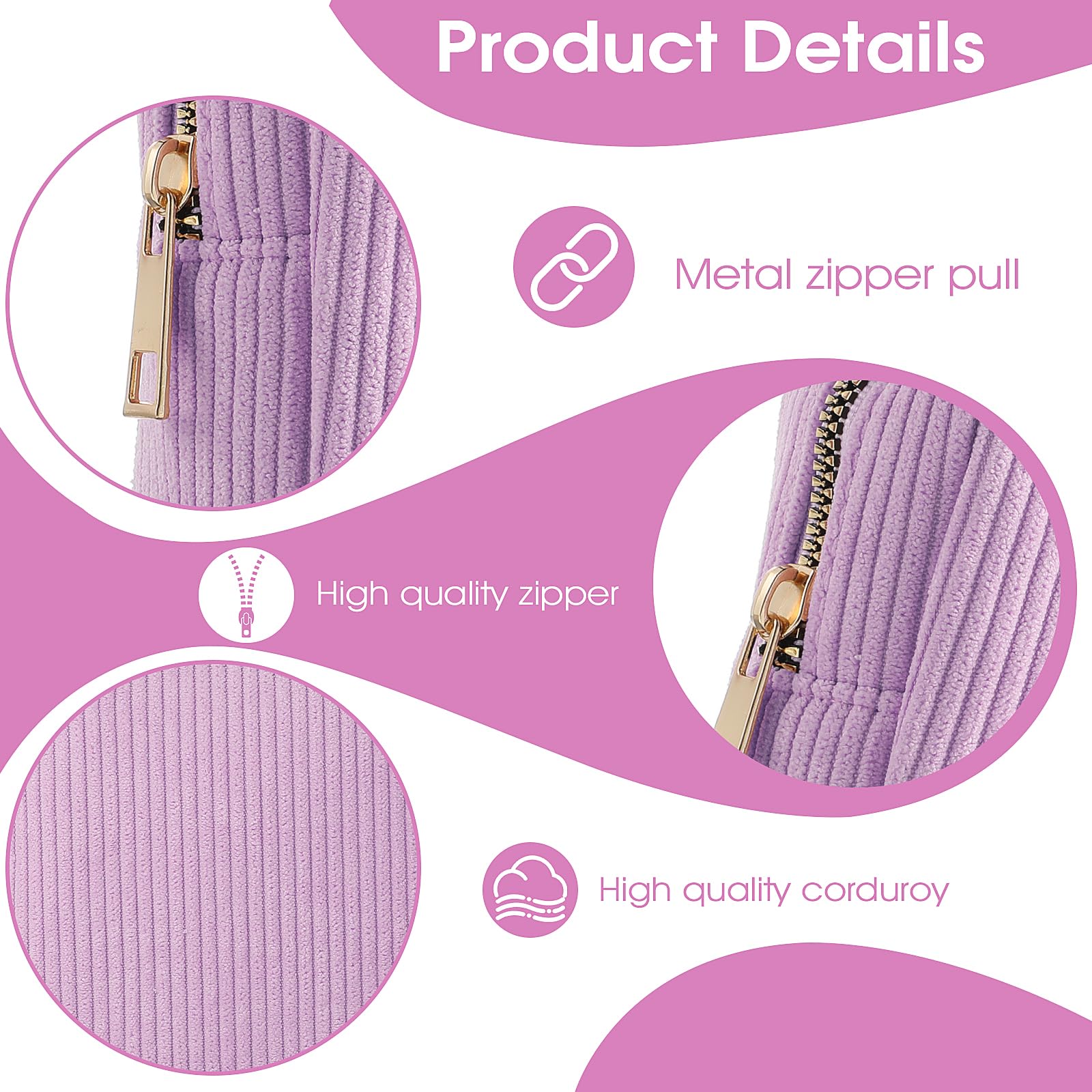 Feminine Menstrual Care Bags for Teen Girls, Mini Corduroy Period Bag for Storing Sanitary Napkins Portable Makeup Pouch with Zi