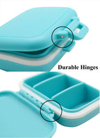 Meta-U Small Pill Box Supplement Case for Pocket or Purse - 3 Removable Compartments Travel Medication Carry Case - Daily Vitami