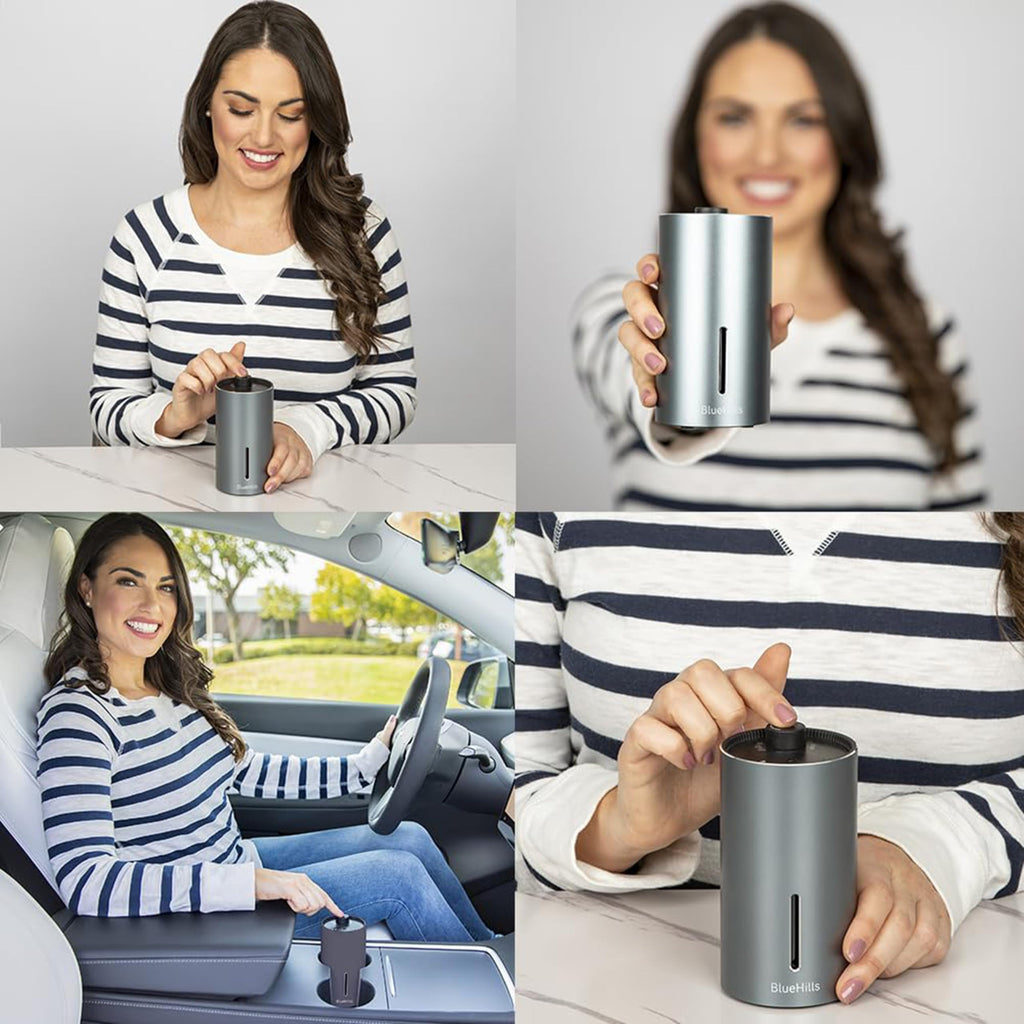 BlueHills Waterless Diffuser Cordless Car Essential Oil Aroma for Essential Oils Large Room Portable USB Travel Hotel Home Long