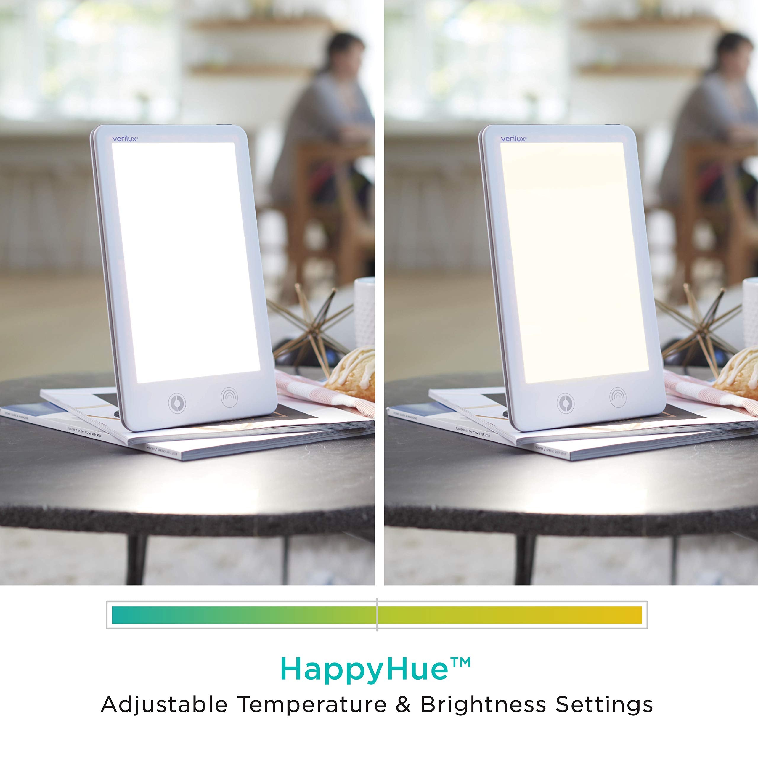 Verilux HappyLight Touch - UV-Free LED Therapy Lamp, Bright White Light with 10,000 Lux, Adjustable Brightness and Color