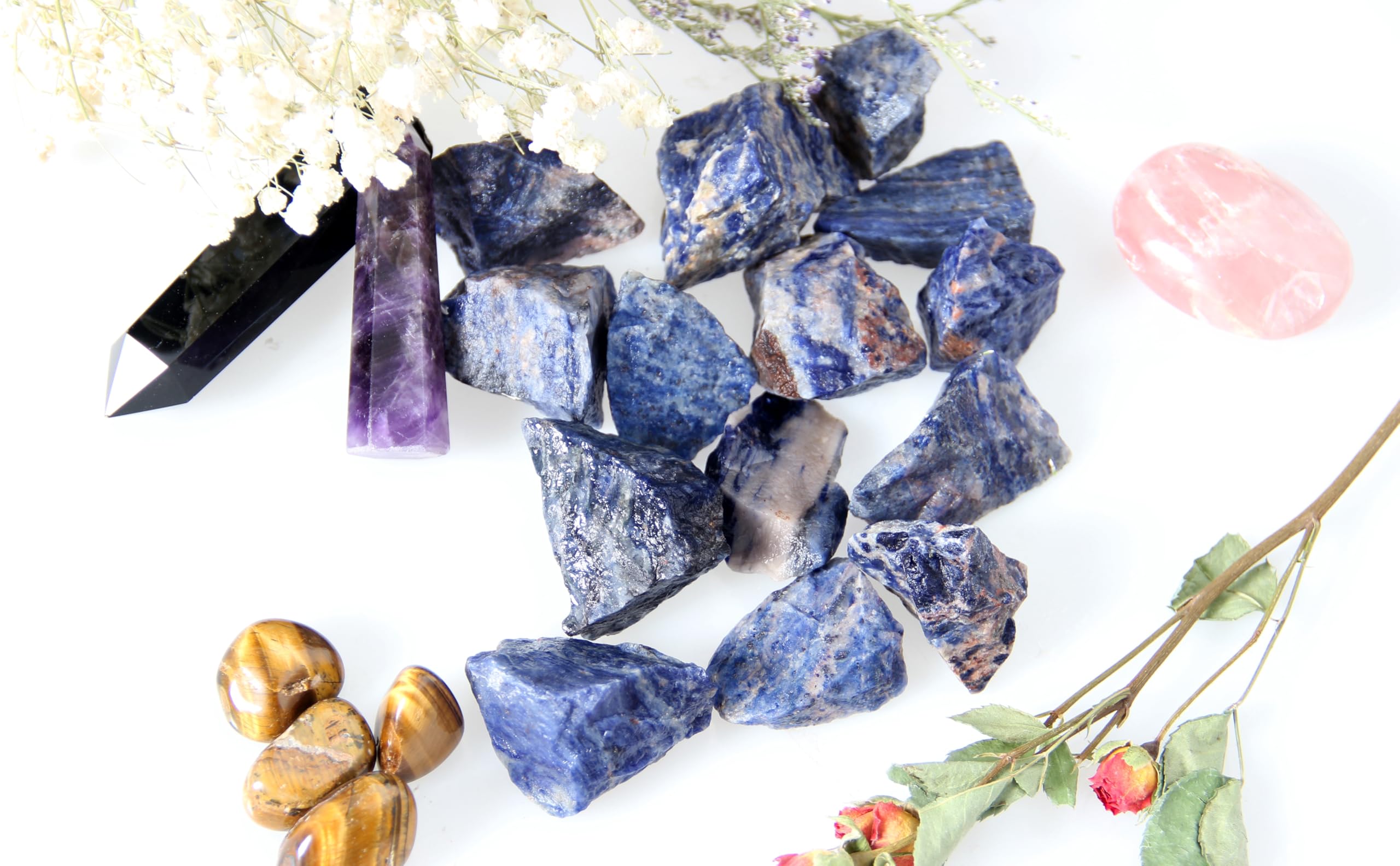 1.1lb Bulk Raw Sodalite Crystal Rough Crystal-Natural Sodalite Raw Stones Crystal for Tumbling, Cabbing, Fountain Rocks, Decorat