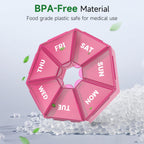 Weekly Pill Organizer, 2 Pack Portable Pill Box Medicine case 6 Colors (Seven Day) New Edition for Vitamin/Fish Oil/Pills/Supple