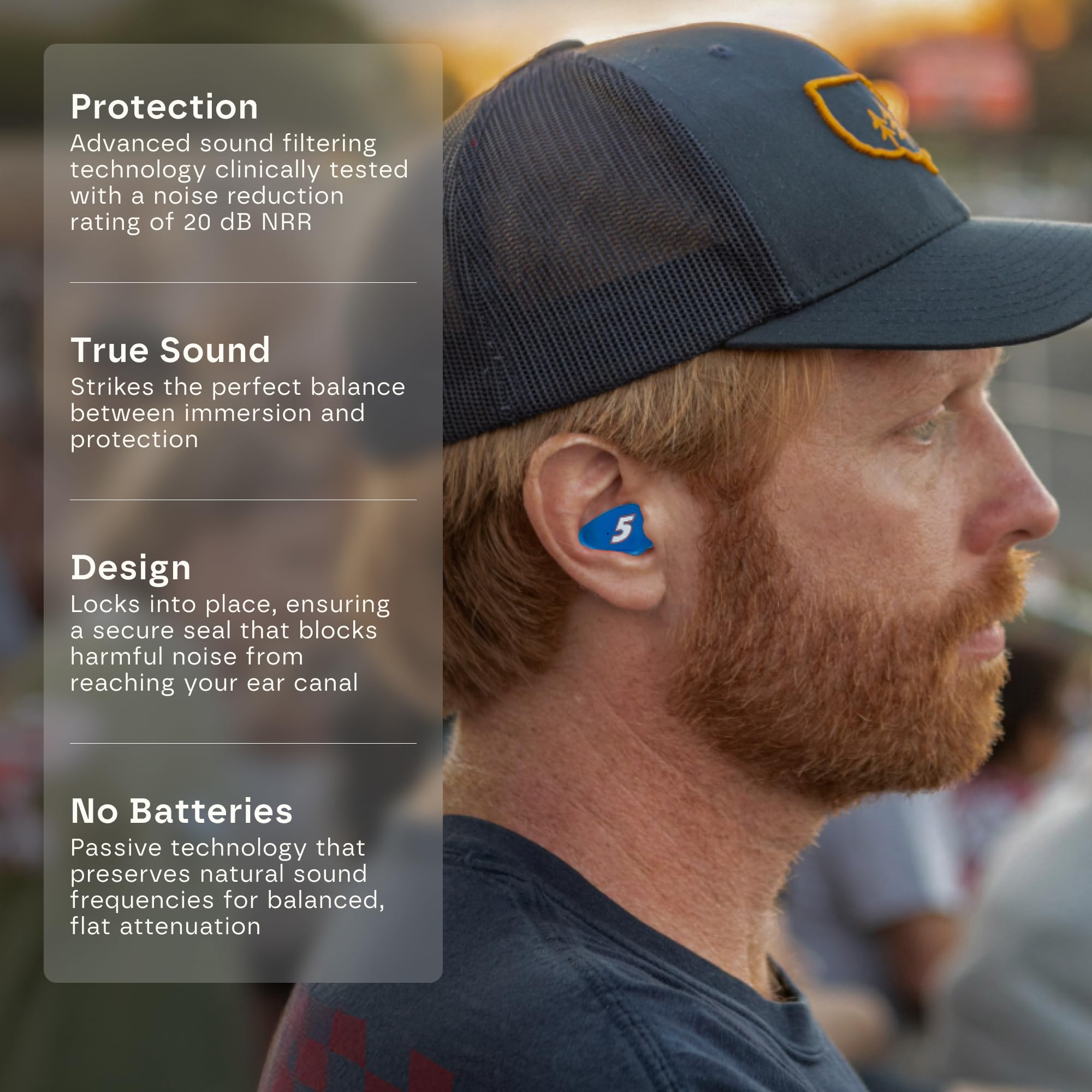 EAROS Hendrick Motorsports Car 5 High-Fidelity Ear Plugs - Durable Reusable Hearing Protection - Preserve Clear Sound While Prot