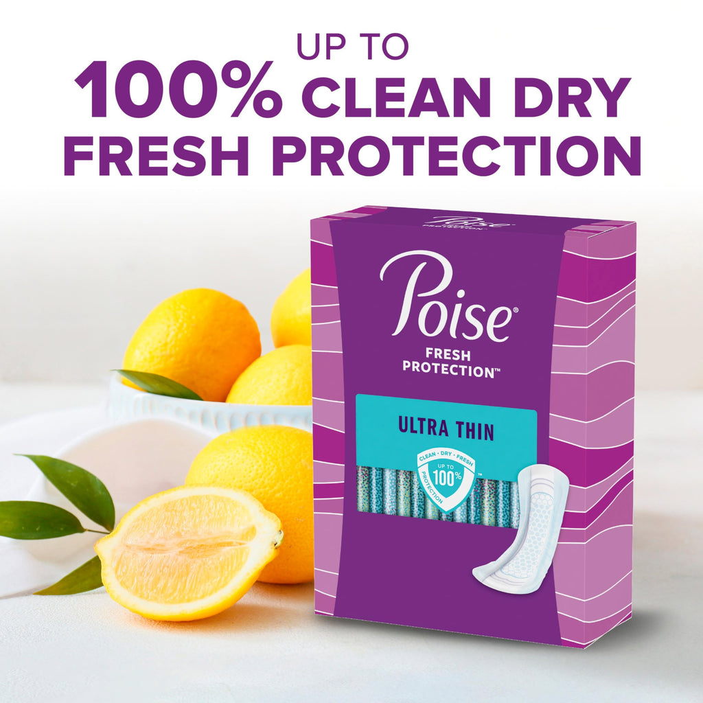 Poise Ultra Thin Incontinence Pads & Postpartum Incontinence Pads, 4 Drop Moderate Absorbency, Regular Length, 60 Count, Packagi