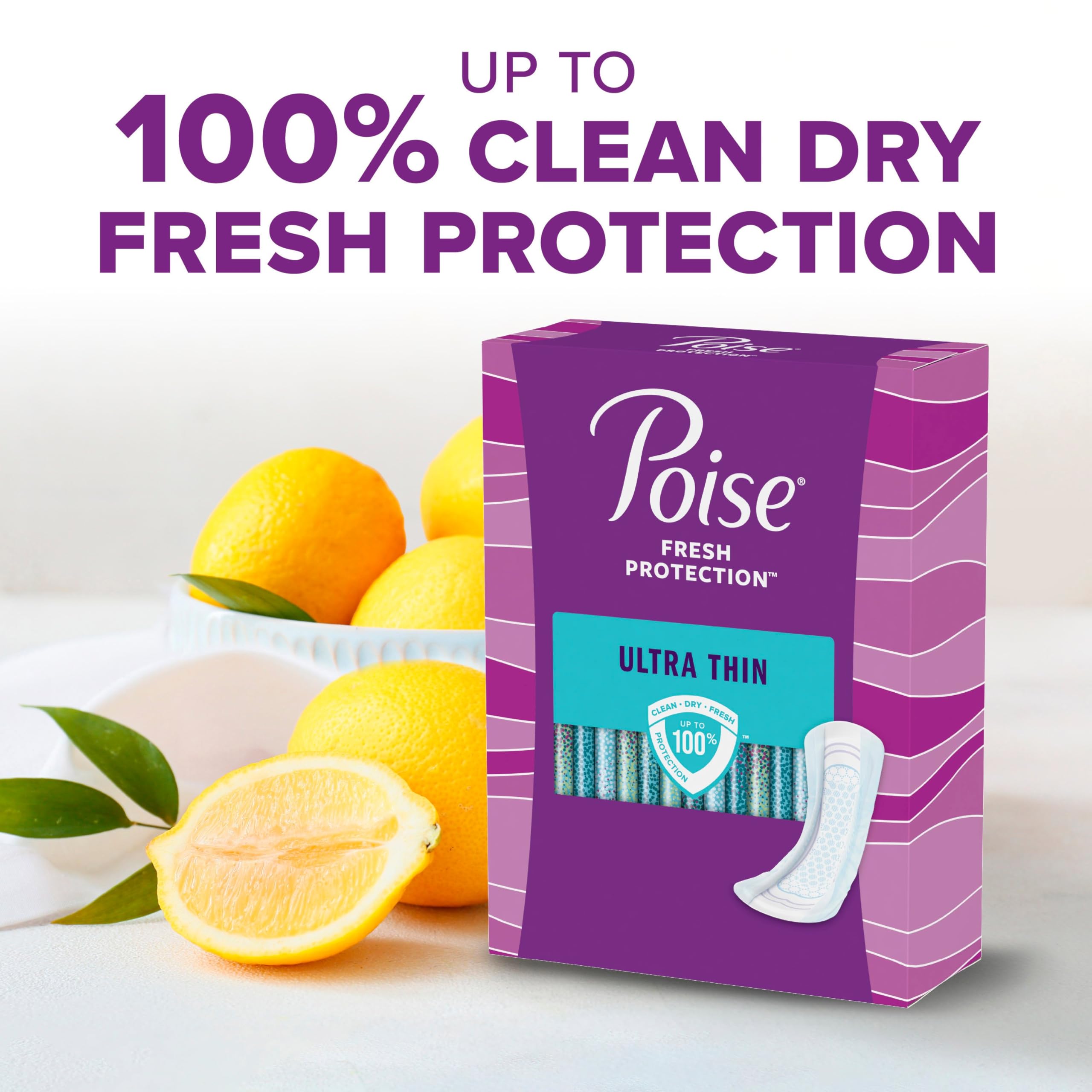 Poise Ultra Thin Incontinence Pads & Postpartum Incontinence Pads, 4 Drop Moderate Absorbency, Regular Length, 60 Count, Packagi