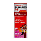 Sudafed Childrens PE Nasal Decongestant, Liquid Cold Relief Medicine with Phenylephrine HCl, Alcohol Free and Sugar-Free, Berry