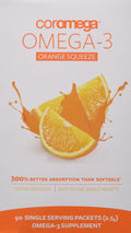 Coromega Omega 3 Fish Oil Supplement, 650mg of Omega-3s with 3X Better Absorption Than Softgels, Orange Flavor, 90 Single Serve 