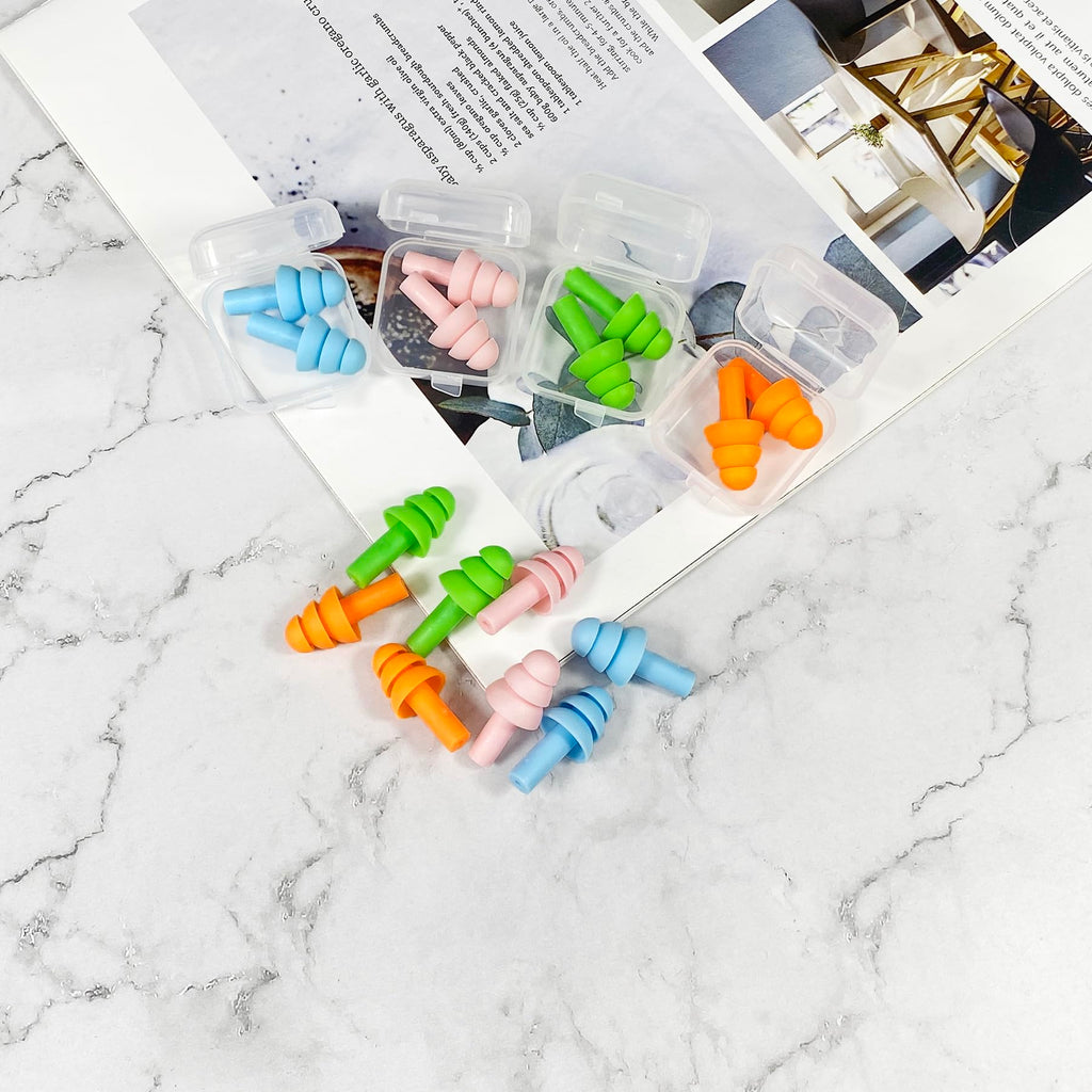 8 Pairs Earplugs for Sleeping Noise Cancelling, Reusable Ear Plugs Soft, Silicone Ear Plug, for Sleeping, Swimming, Snoring, Con