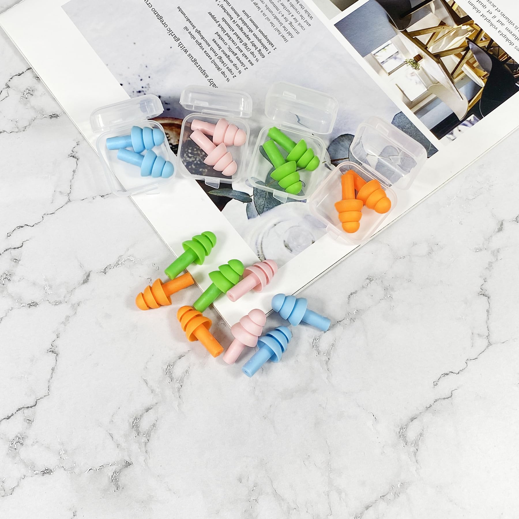 8 Pairs Earplugs for Sleeping Noise Cancelling, Reusable Ear Plugs Soft, Silicone Ear Plug, for Sleeping, Swimming, Snoring, Con