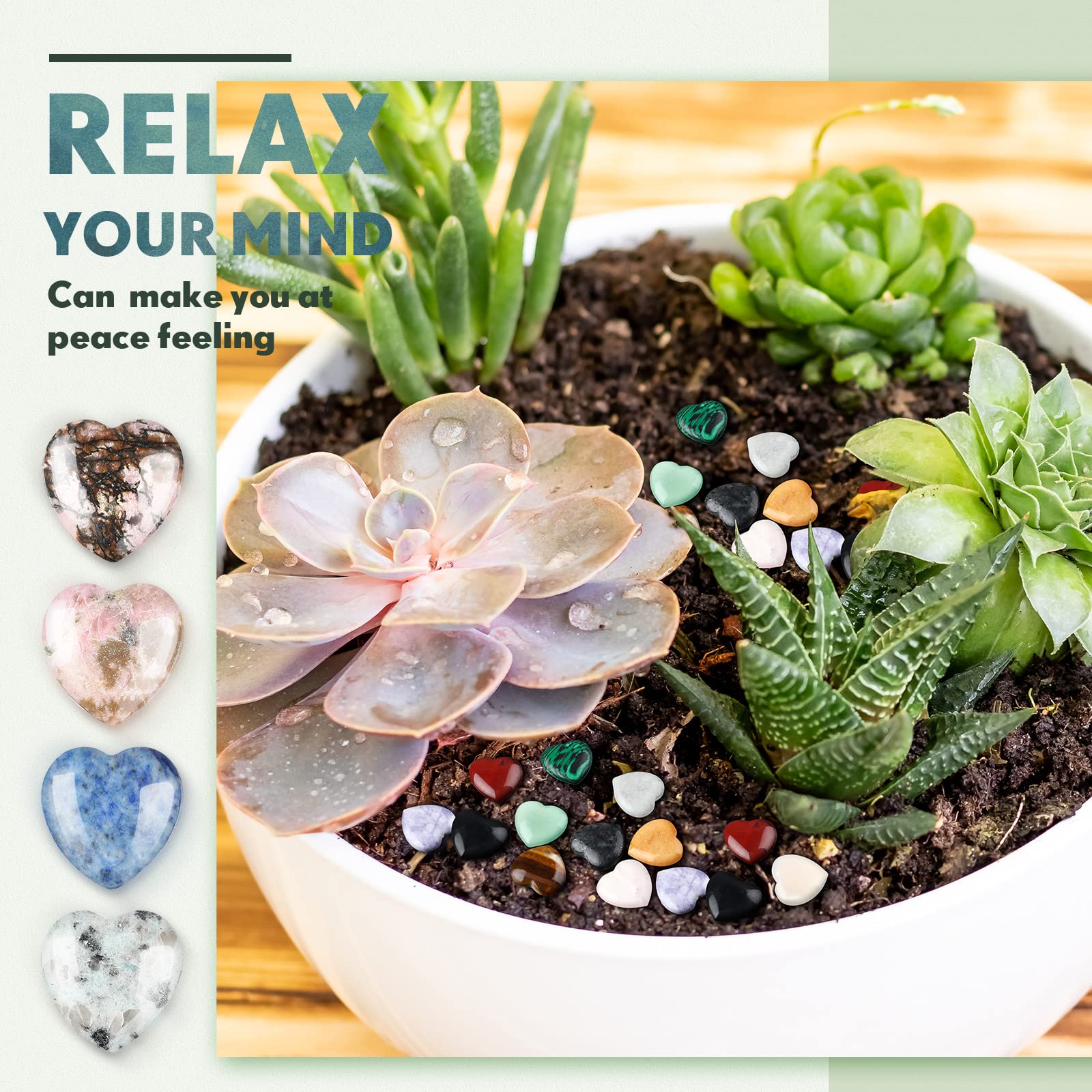 Nuenen 72 Pcs Natural Heart Shaped Crystal Stone 0.8'' Worry Stone Bulk Heart Palm Pocket Healing Carved Love Mini Gemstone Deco