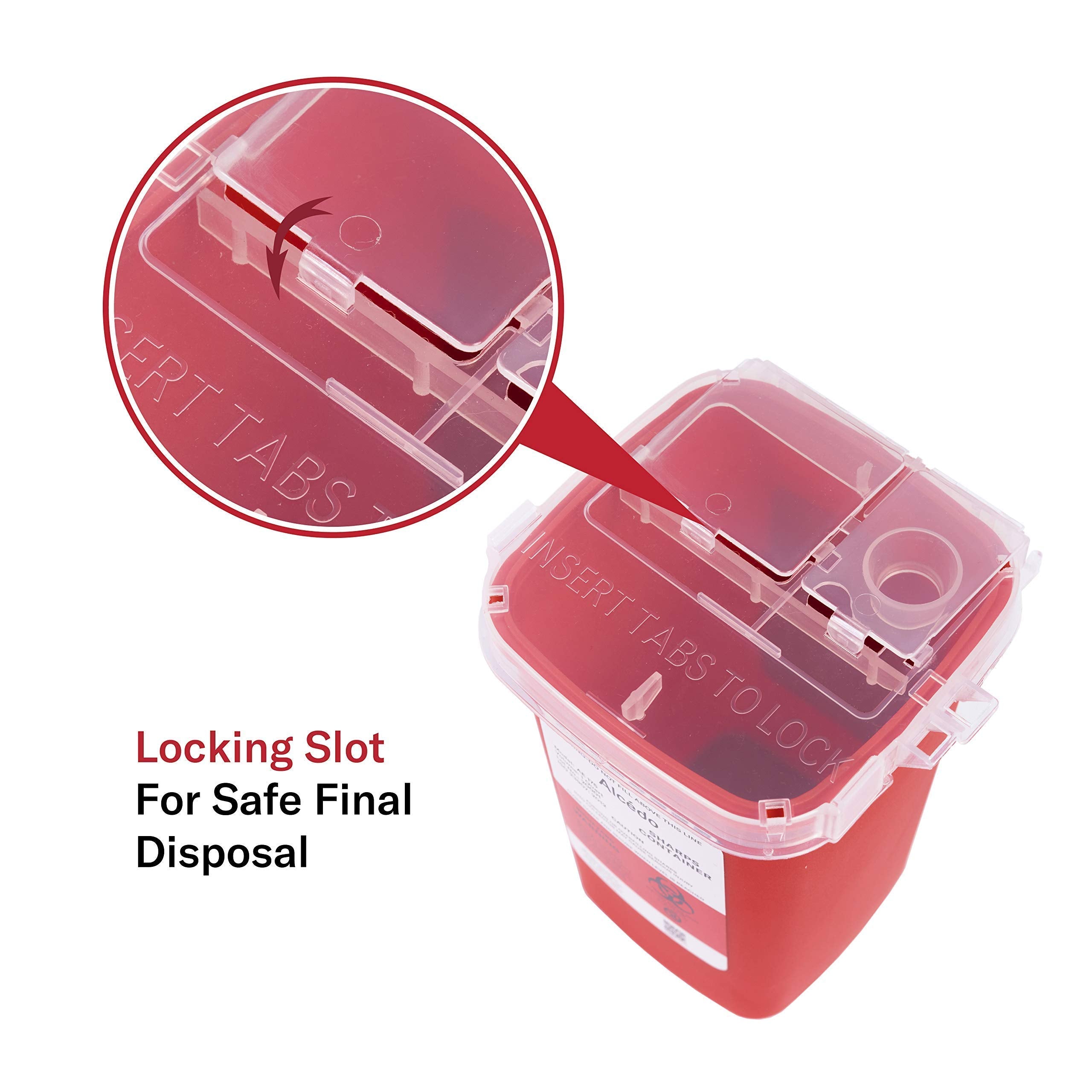Alcedo Sharps Container for Home Use and Professional 1 Quart (3-Pack) | Biohazard Needle and Syringe Disposal | Small Portable