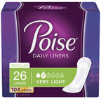 Poise Incontinence Panty Liners, Very Light Absorbency, Regular Length (26 Count)