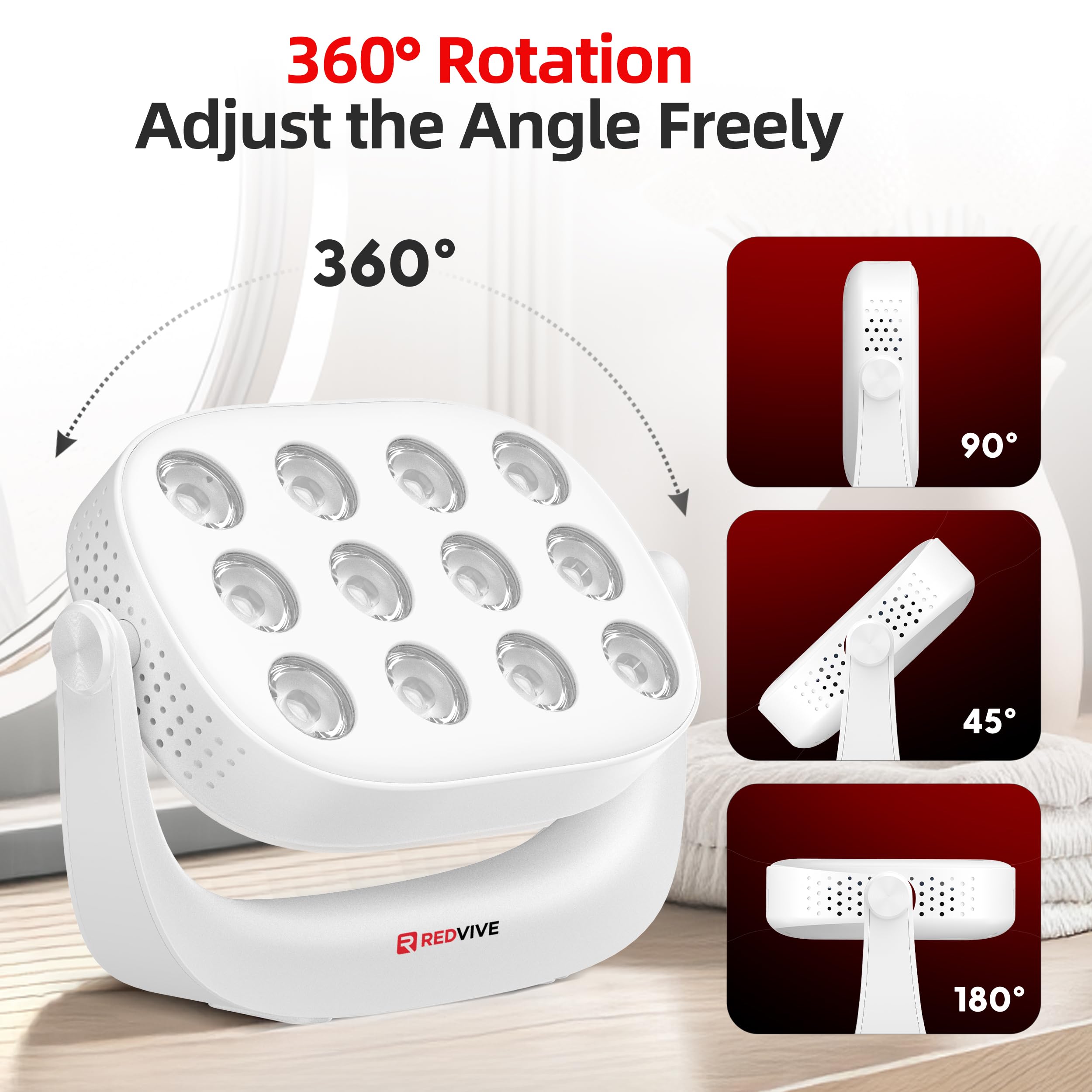 Red Light Therapy, Near Infrared 660nm 850nm Portable Red Light Therapy for Face and Body 4000mAh Battery Include Rotate 360 Deg