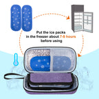 BAFASO Hard Insulin Cooler Travel Case with 2 Ice Packs, Insulin Travel Case for Insulin Pens and Diabetic Supplies, Purple