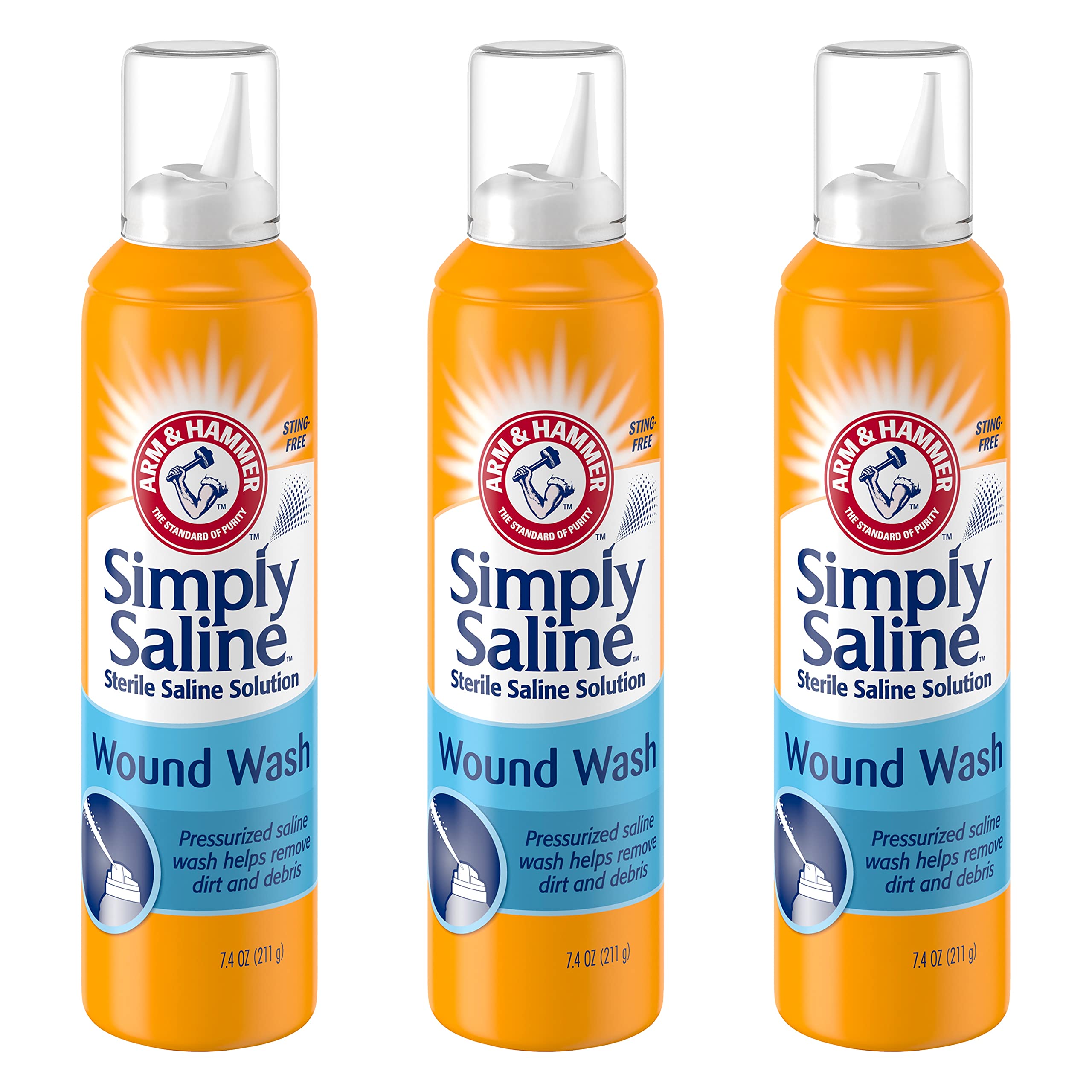 Arm & Hammer Simply Saline Wound Wash 7.4 Ounce - 3 Pack