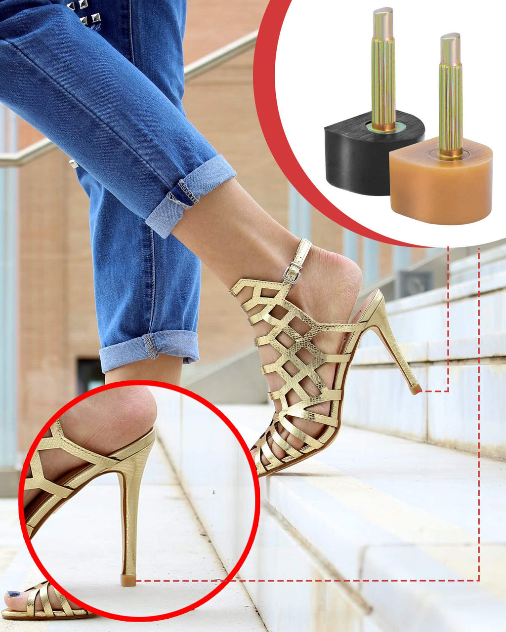 TRIZILLA 24 Pairs High Heel Replacement Tips, Heel Repair Kit for Women High Heel Shoes with 6 Inch High Heel Remove Pliers, 6 S