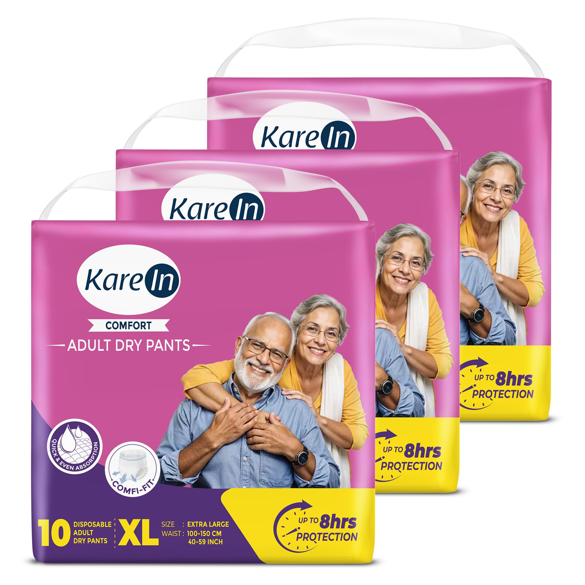 Karein Comfort Adult Diaper Pant Xl Size, Extra Large, Waist (100150 Cm 4059), 30 Unit, Long Protection Hour, Unisex, Quick 