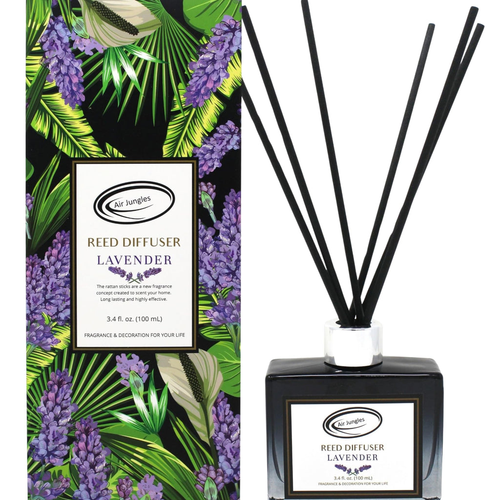 Air Jungles Lavender Scent Reed Diffuser Set with Sticks, Essential In ...