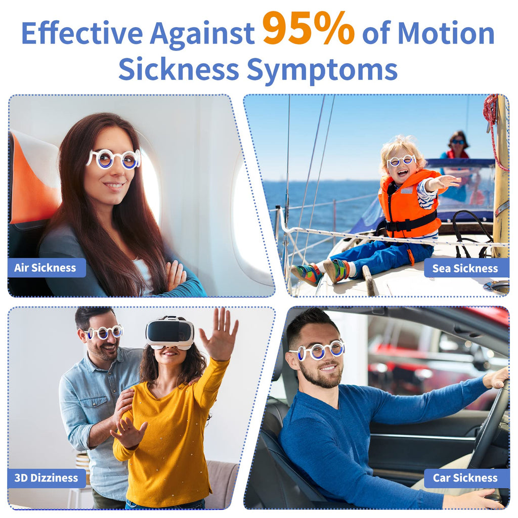 Hion Motion Sickness Glasses,Relieve Carsickness Airsickness Seasickness,Ultra-Light Portable Nausea Vertigo Glasses, No Lens Li