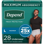 Depend Fresh Protection Adult Incontinence Underwear for Men, Disposable, Maximum
