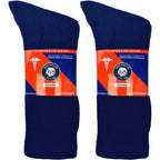 6 Pairs of Cotton Diabetic Neuropathy Crew Socks (9-11, Fits Men's shoe size 7-9.5, Navy)