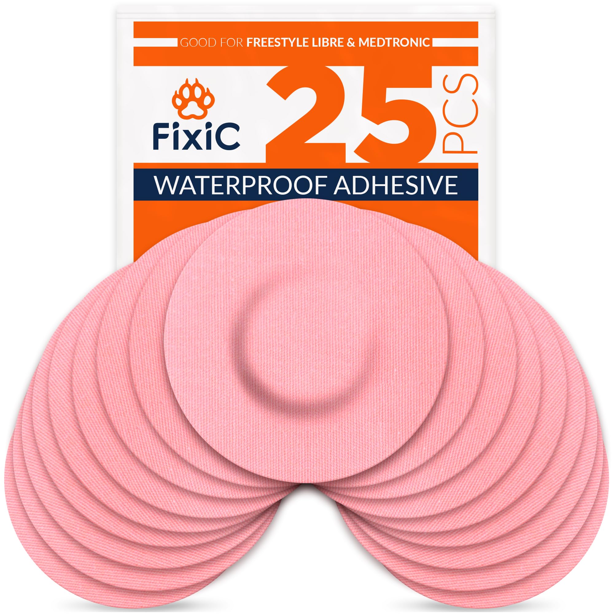 Fixi? Adhesive Patches 25 Pack 3 1/2 - Good for Libre 1, 2, 3 & Plus - G7 & Stelo - Guardian - Waterproof Adhesive Patches - Lib