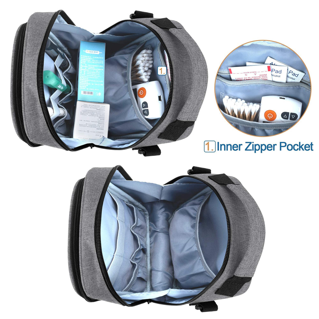 CURMIO Insulin Cooler Travel Case, Diabetic Medication Organizer Bag with Shoulder Strap for Diabetic Supplies, Gray (Patented D