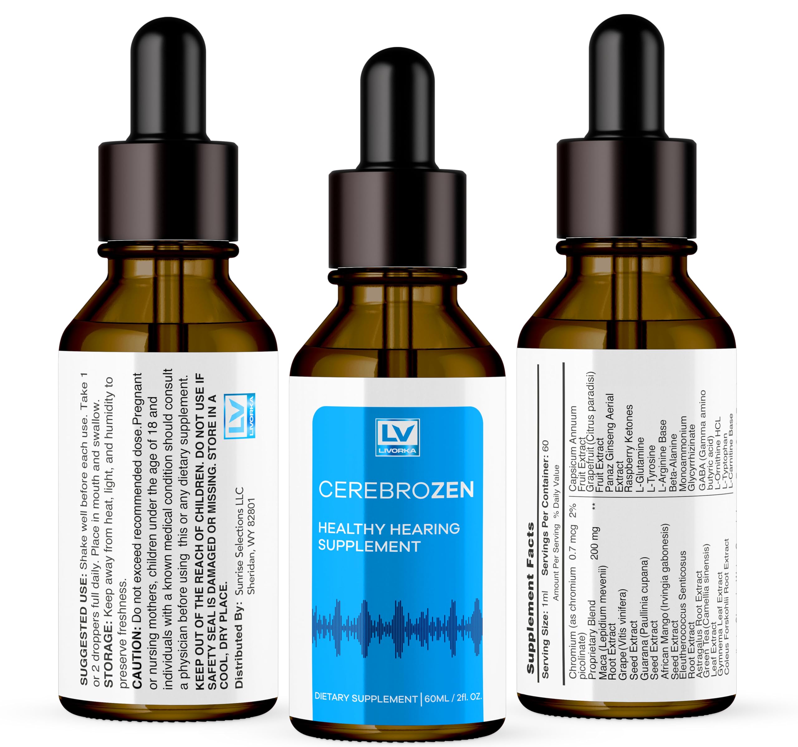 3 Pack - Cerebrozen Ear Drops - Cerebrozen, Cerebrozen 24, Cerebrozen 360 Hearing Support, Cerebrozen Drops, Cerebrozen Liquid,