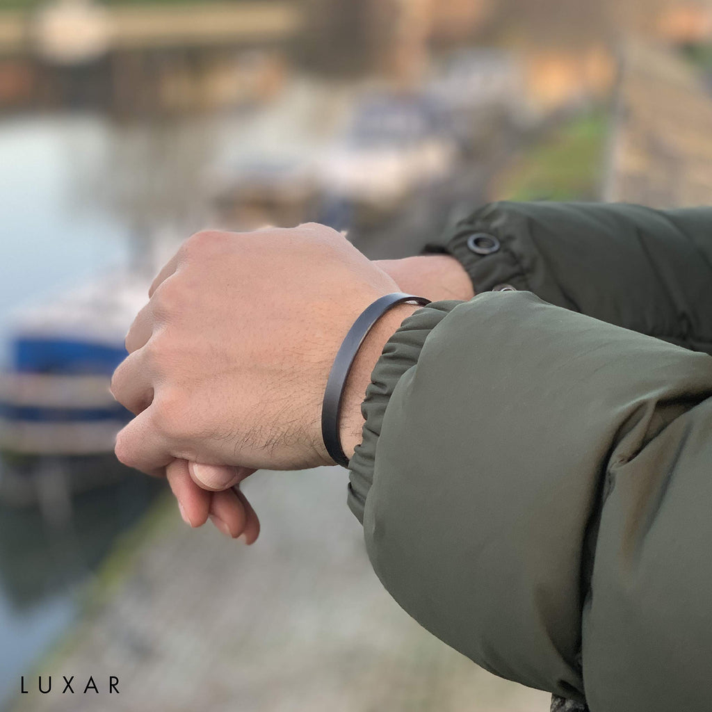 LUXAR Mens/Womens Magnetic Therapy Bracelet | Solid Titanium or Solid Copper | Sophisticated Solid Titanium Bangle with Rare-E