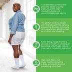 SMARTKNIT Seamless Crew Socks for Diabetes, Arthritis, or Sensitive Feet, 1 Pair (2 Count), White, Medium
