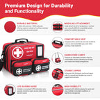 Aoldersson 520 Piece Large First Aid Kit - Emergency Survival Kit for Car, Home, Camping, and Travel - Compact Medical Kit for R