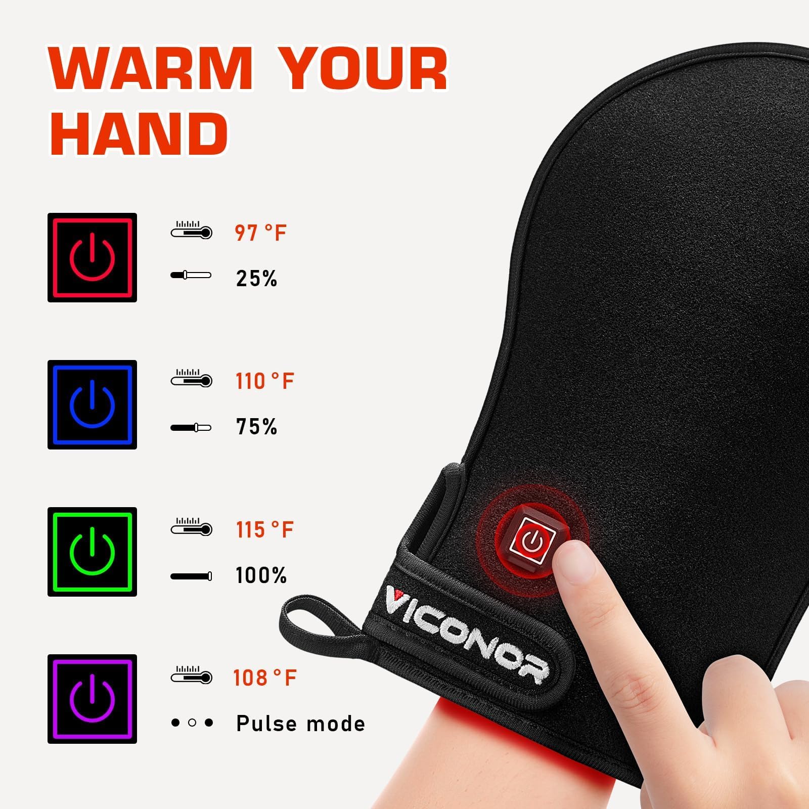 Red Light Therapy Device for Hands, Infrared-Light-Therapy-Gloves Finger Wrist, Led Near Infrared Carpal Tunnel