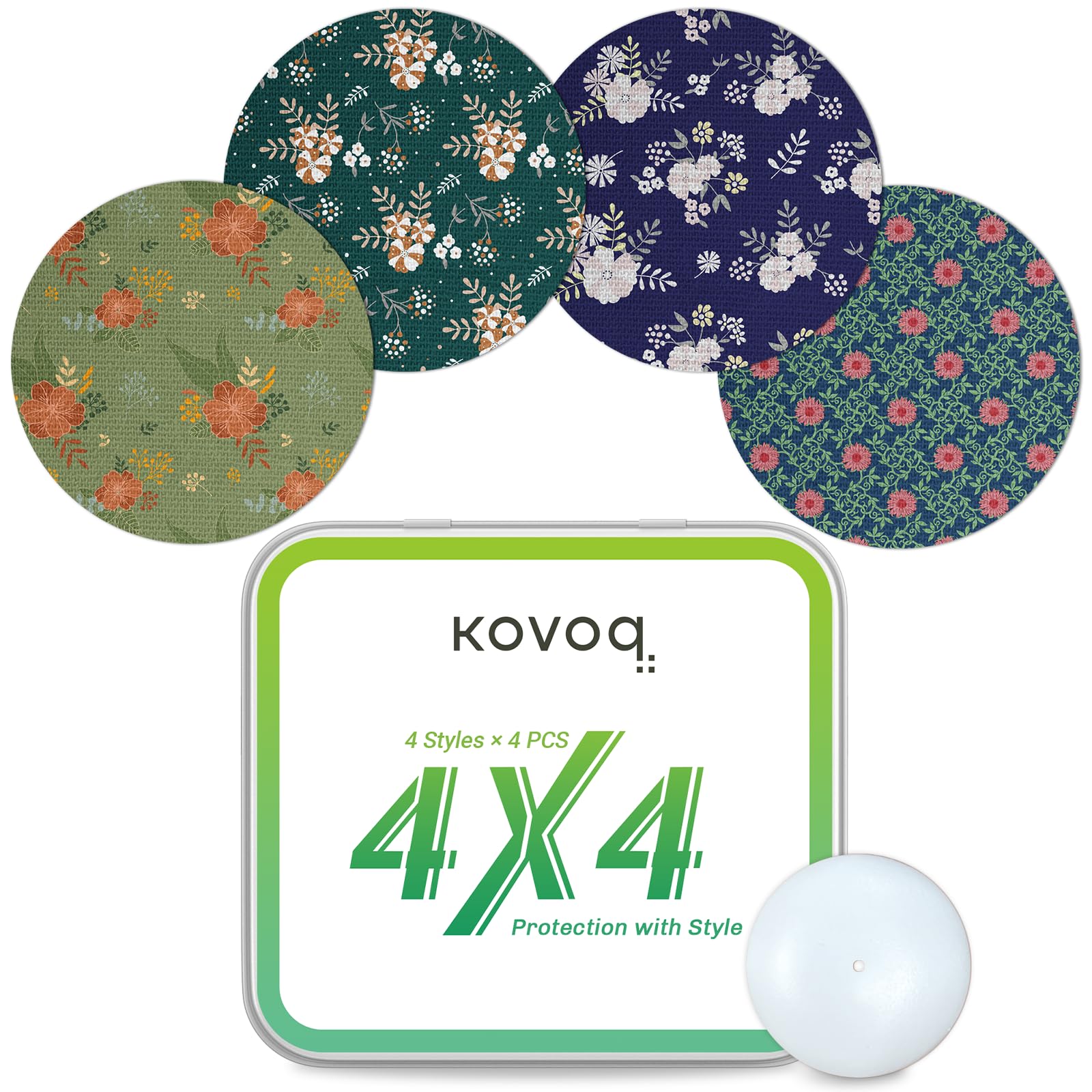 Kovoq Libre 2 & Lingo Sensor Covers Floral, 16 Pack Freestyle Libre 2 Sensor Patches, Reusable Protecive Hard Shell Cover, Color
