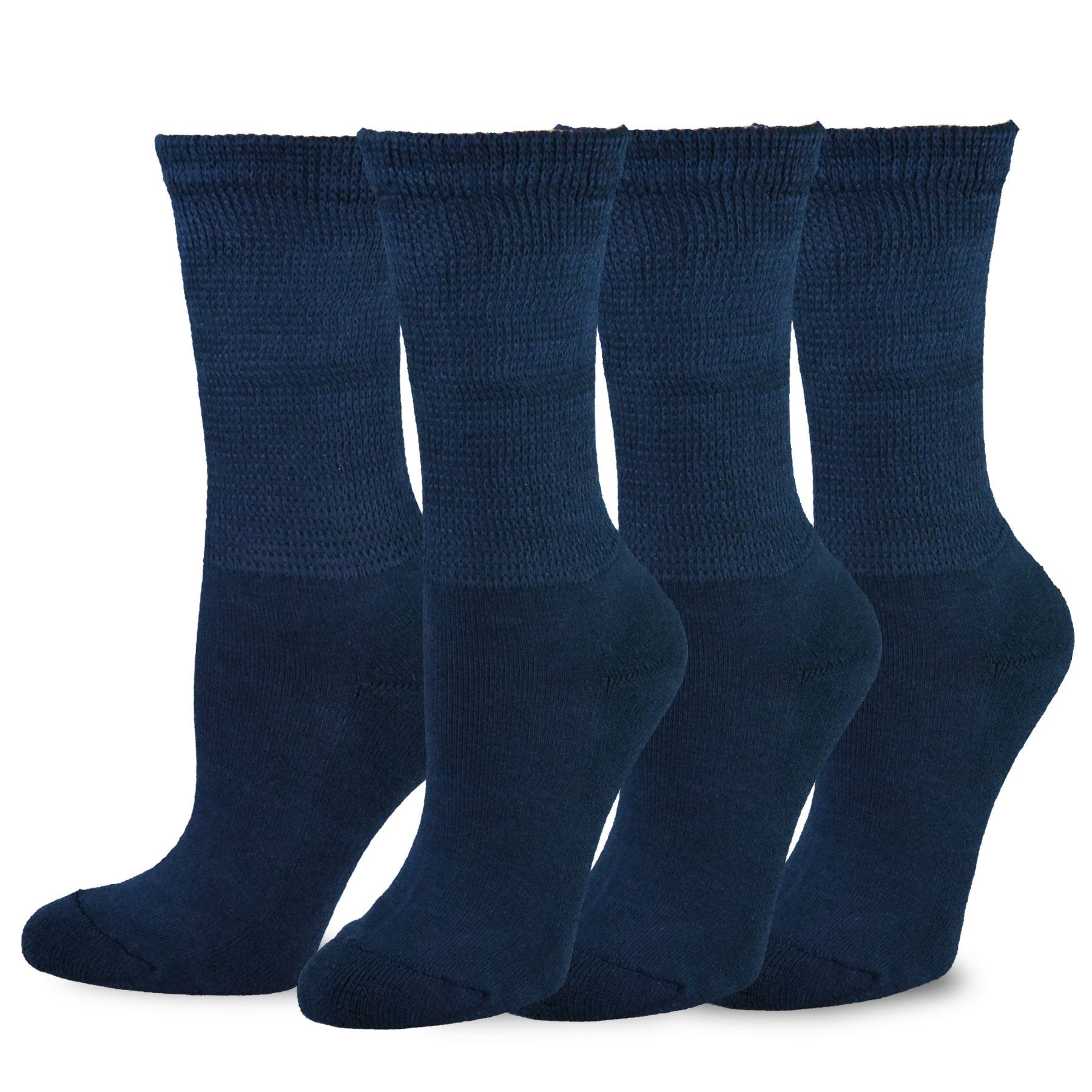 No Binding Viscose from Bamboo Diabetic Crew 3-Pairs Unisex Adult Socks Large (10-13, Navy)