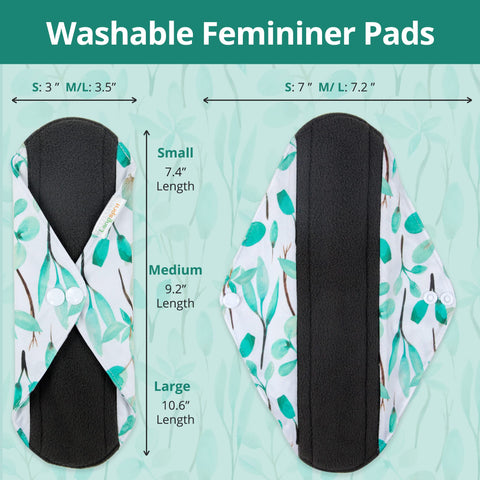 7pcs Set 1 pc Mini Wet Bag +6pcs Absorbent Reusable Sanitary Pads/Washable Cloth Menstrual Pads(Summer,S)