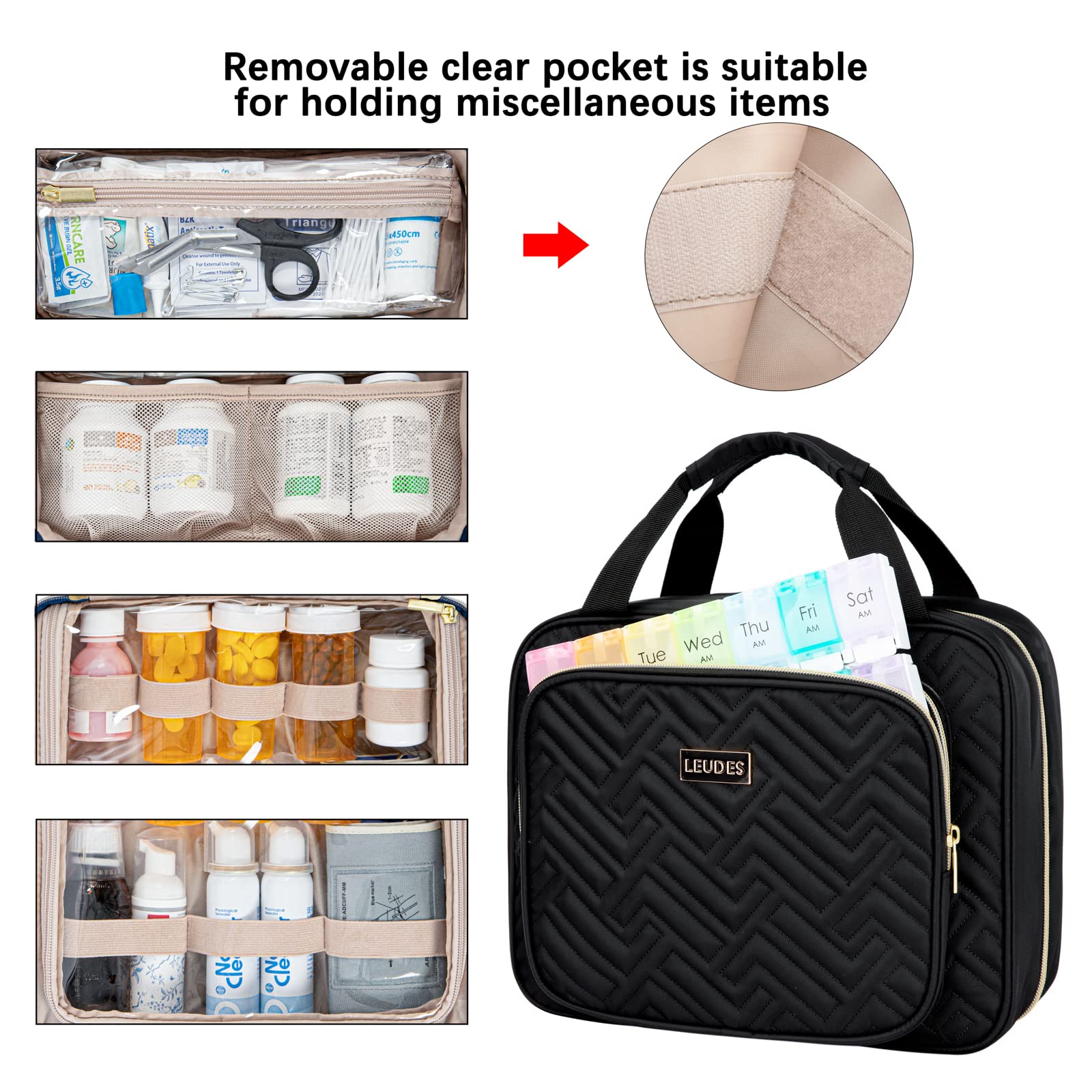 Leudes Travel Pill Bottle Organizer,Medicine Organizer and Storage,Home Medication Bag, Cases,Carrier for Pills,Vitamin,Fish Oil