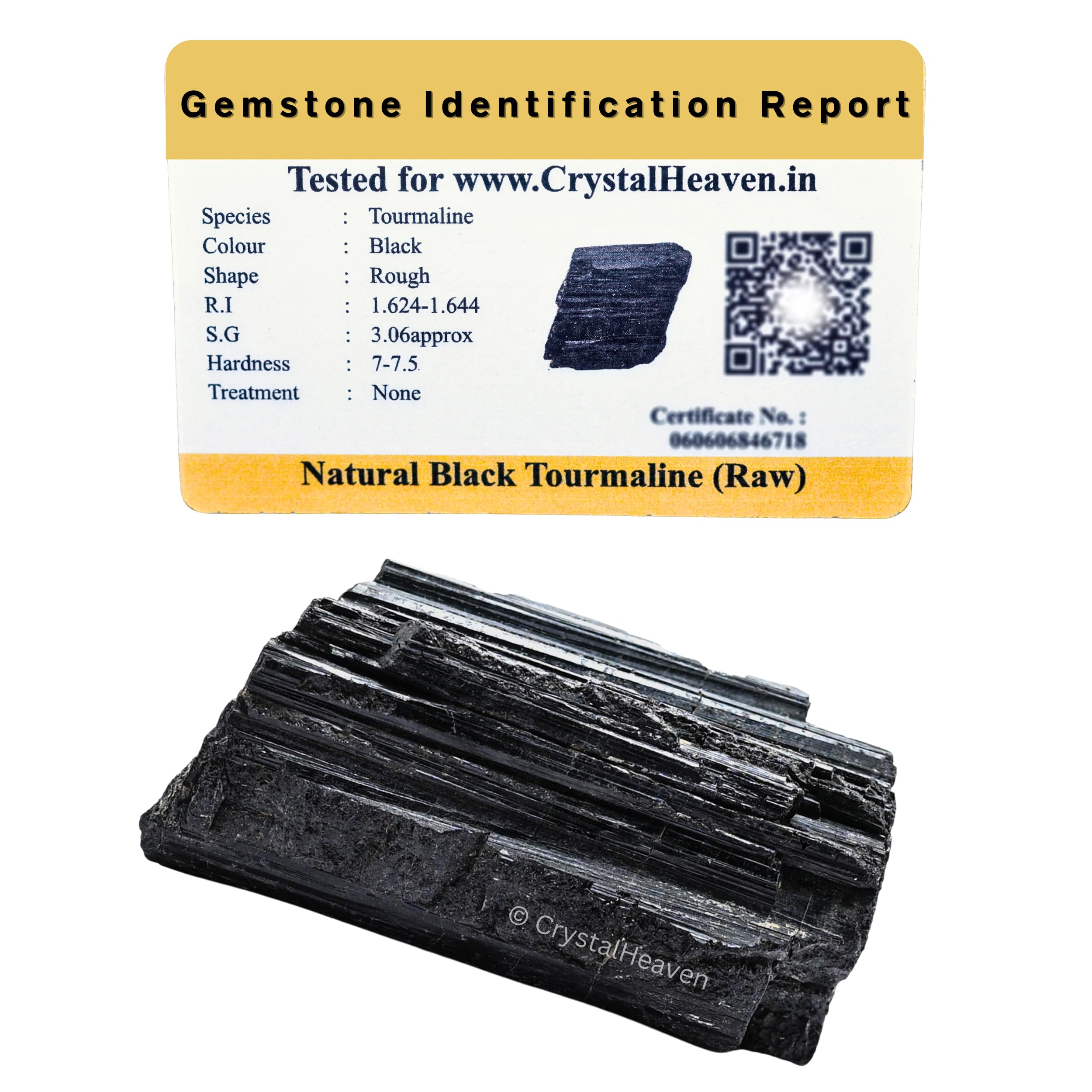 Certified Black Tourmaline Stone Original Crystal Healing Rough Stone, Natural Raw Crystals for DIY Crafts, Manifestation, Medit