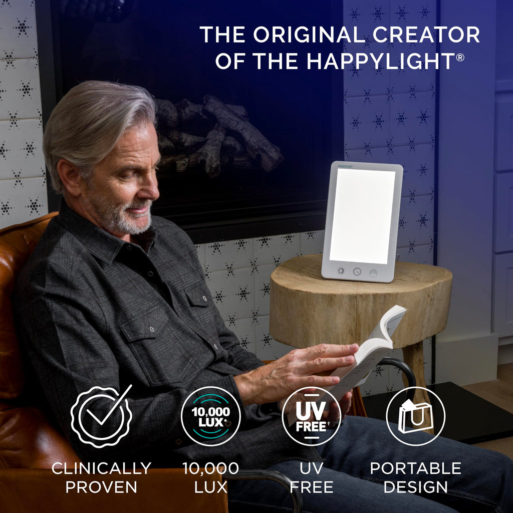 Verilux HappyLight Touch Plus - Light Therapy Lamp with 10,000 Lux, UV-Free, LED Bright White Light with Adjustable Brightness,