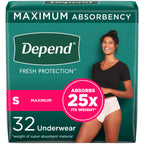 Depend Fresh Protection Adult Incontinence & Postpartum Bladder Leak Underwear for Women, Disposable, Maximum, Small, Blush, 32 
