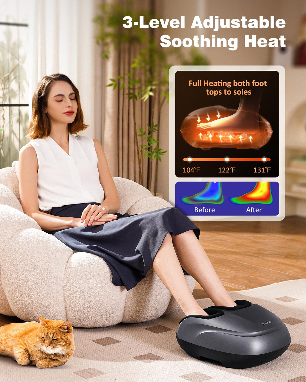 Shiatsu Foot Massager Machine with Heat & Remote, 2025 Upgraded Deep Kneading Feet Massager for Plantar Fasciitis & Neuropathy,