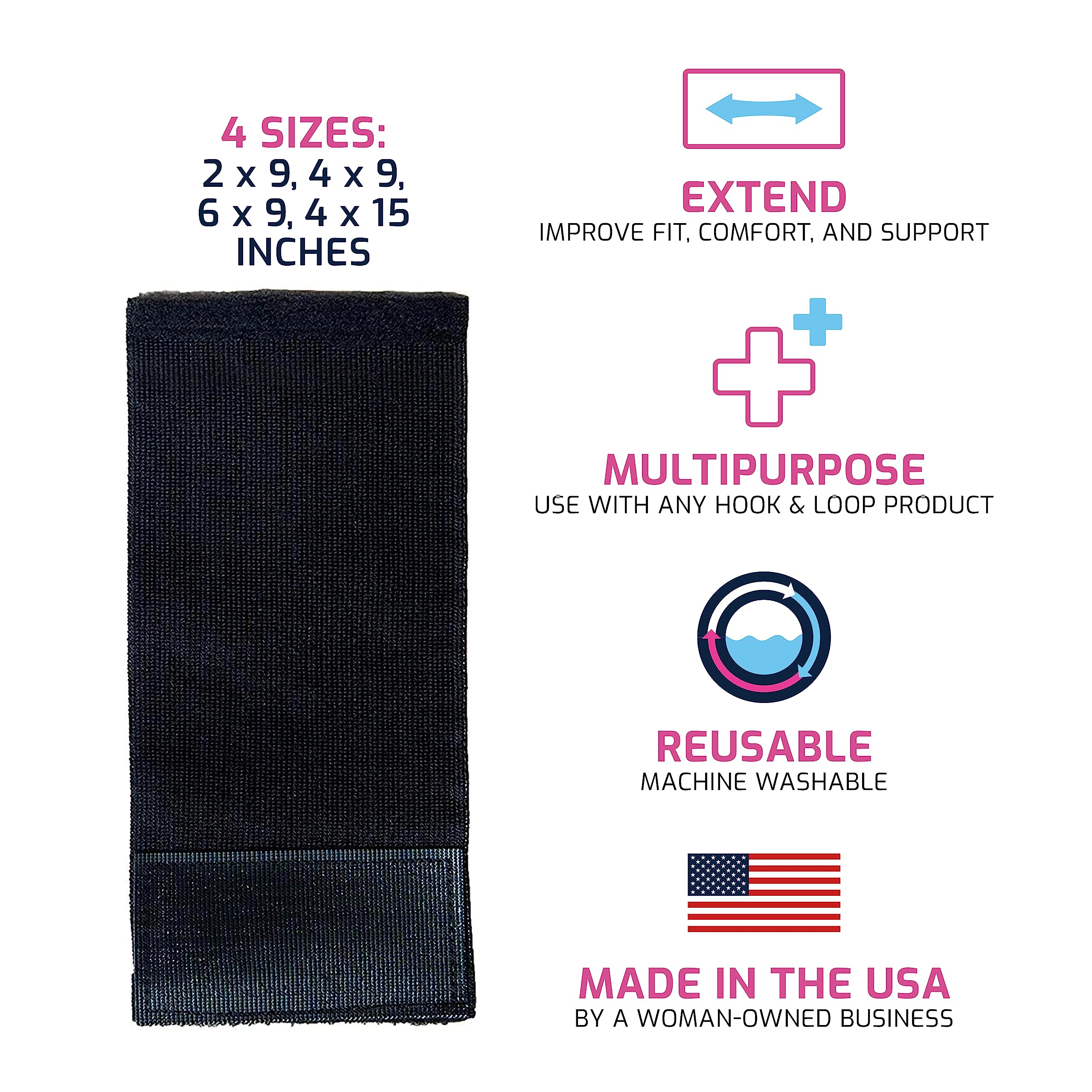 Spand-Ice Extender Strap - Multipurpose Elastic Hook and Loop Extension for Ice Packs, Ice Belts, Back/Knee/Ankle Braces, Vests,