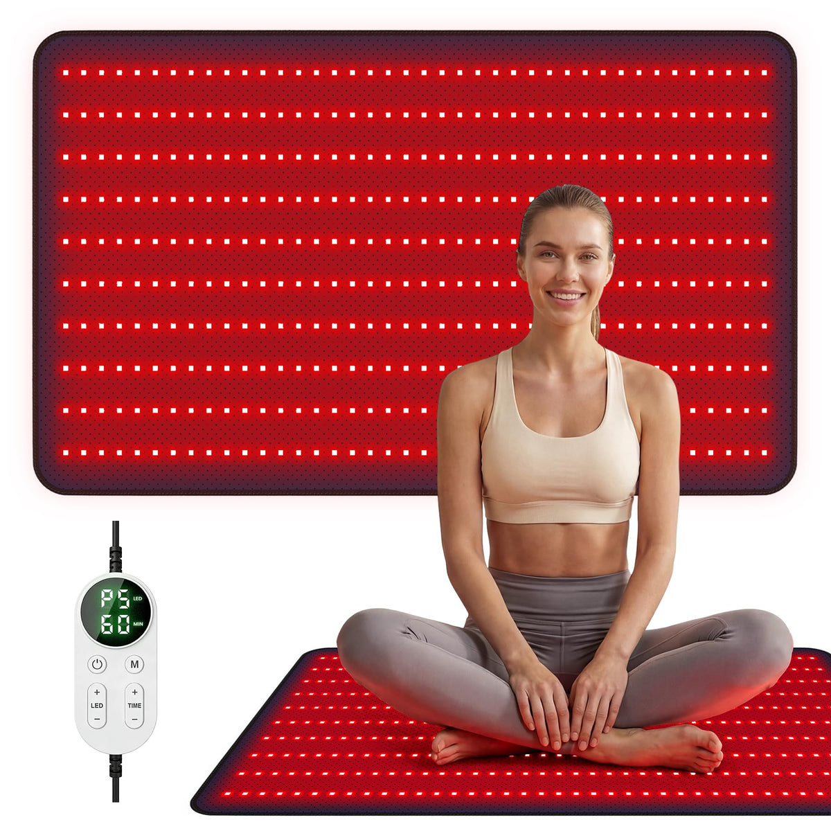39.37*23.62 Red Light Therapy Mat for Full Body,400 LEDs Near Infrared Light Therapy Pad,660nm & 850nm Light Blanket for Back,