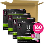 U by Kotex Balance Sized for Teens Ultra Thin Pads with Wings, Heavy Absorbency, 160 Count (4 Packs of 40) (Packaging May Vary)