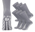 6 Pairs of Non-Skid Diabetic Crew Socks, Non Binding Top Therapeutic Cotton Gripper Socks (Grey, Size: 13-16)